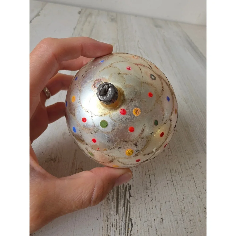 Vintage Poland mermaid glass ornament rainbow jumbo Xmas tree